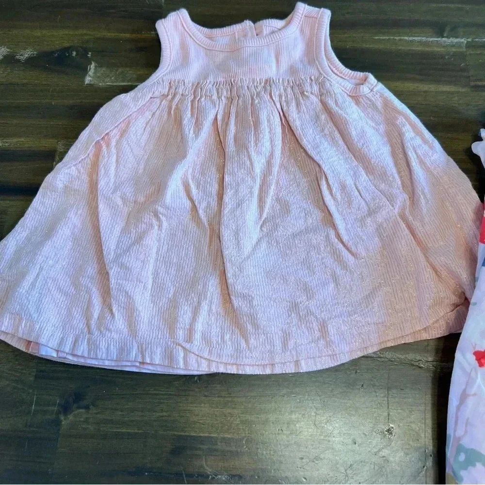 Gabp Baby Dress Bundle Pink Doe Deer Woods Ruffle Glitter stripe 3-6 months